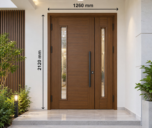 Kích thước cửa chính 2 cánh lệch