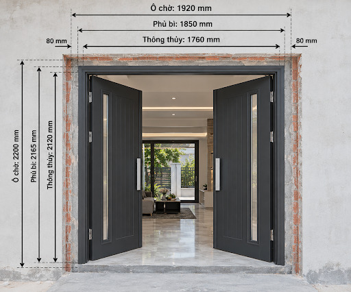 Kích thước ô chờ cửa chính 2 cánh